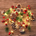 Christmas Decorations Indoor-10FT Enchanting Christmas Garland with 30 LED Lights Battery Operated-Realistic Red Berries & Pine Cones Decor for Tree,Fireplace Mantel,Indoor Holiday Home Decor by KITCADA
