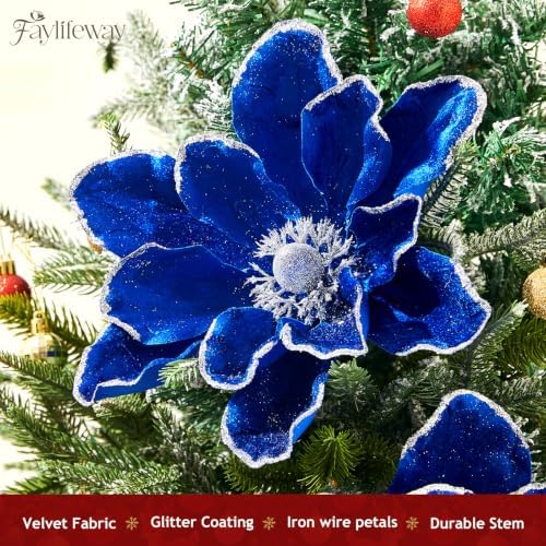 8PCS Large Christmas Magnolia Flowers for Christmas Tree Wreath - Image 7