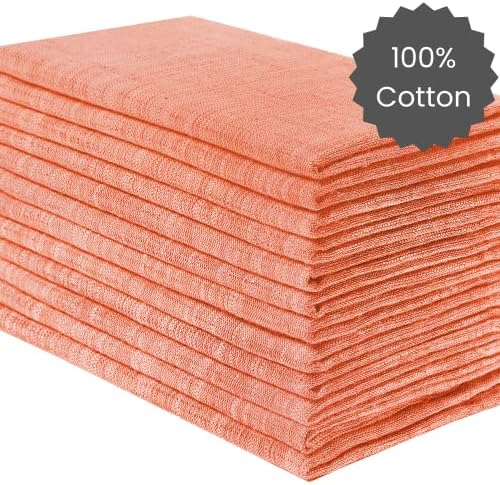 Cotton Clinic 12 Pack Farmhouse Style Slub Textured 18x18 Cloth Dinner Napkins, 100% Cotton for Everyday Use and Events - Soft and Durable Cocktail Napkins, Wedding Dinner Napkins - Coral Peach - Image 3