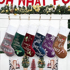 GEX Christmas Stockings 6 Pack for Family 22" Large Embroidered Classic Luxury Velvet Red Green Purple Blue Grey Brown Decorations for Fireplace Xmas Season (Set of 6) - Image 2
