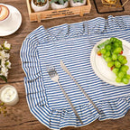 Whaline Vintage Blue Cotton Placemats with Ruffle Stripe Kitchen Place Mats for Birthday Party Home Dining Table Decor, Set of 6, 14.5 x 19.7 in - Image 3