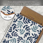 CounterArt Blue Leaf Floral Boxed Set of 4 Premium Hardboard Placemats - Image 5