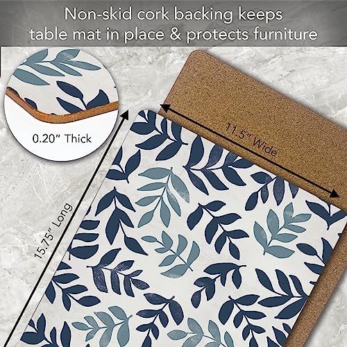 CounterArt Blue Leaf Floral Boxed Set of 4 Premium Hardboard Placemats - Image 5