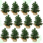 Yinder Tabletop 12 Pcs Mini Christmas Tree 7.87 Inch Artificial Mini Xmas Miniature Pine Christmas Tree with Linen Base for Xmas Holiday Decorations Indoor Home Kitchen Dining Table by Yinder