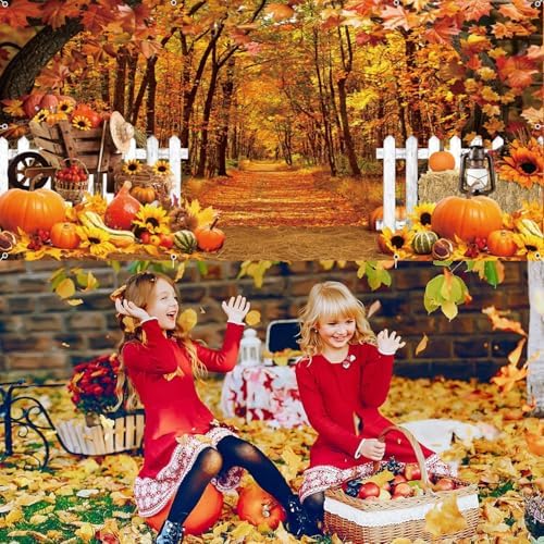 Fall Garage Door Cover 7x16ft Maple Leaves Forest Pumpkin - Image 4