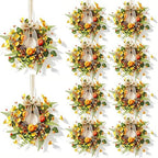 10 PCS Mini Fall Wreaths for Kitchen Cabinets Small Fall Hanging Wreath with Pumpkins Pinecones Berries Eucalyptus Thanksgiving Wreath for Front Door Window Cabinet Farmhouse Decor by Unknown