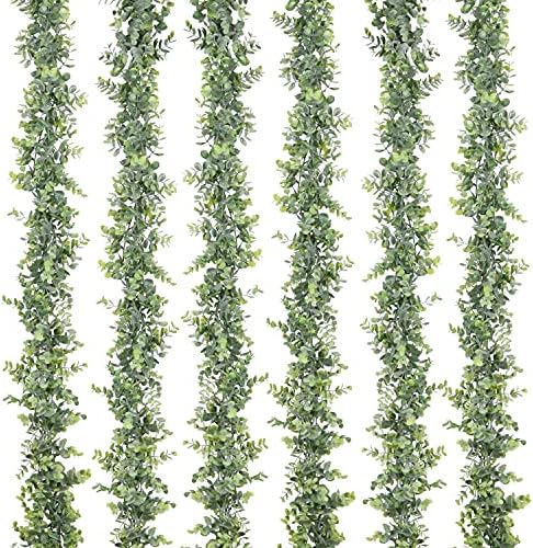 Lvydec 6 Pack Artificial Eucalyptus Garland, Fake Eucalyptus Greenery Garland Wedding Backdrop Arch Wall Decor, 6 Feet/Strand Fake Hanging Plant for Table Festival Party Decoration by Lvydec