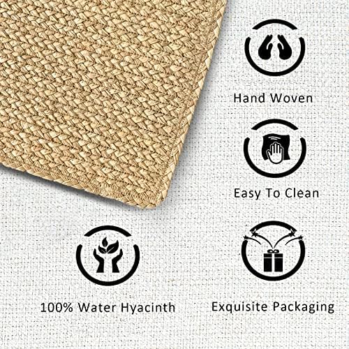 Woven Placemats Set of 4 Rattan Placemats Rectangle Natural Placemats Wicker Heavy Braided Straw Placemat Farmhouse Square Plates Place mats for Indoor/Outdoor Patio Table 17.7'' X 11.8'' - Image 2