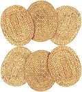 Oval Woven Placemats Set of 6, Natural Water Hyacinth Charger Plates Non-Slip Weave Placemats Farmhouse Straw Braided Rattan Tablemats, Oval Wicker Place Mats for Dining Table by DAJAMAI