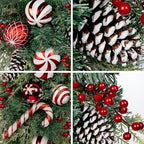 30" Christmas Teardrop Swag for Front Door Artificial Winter Swag Garland with Pine Cones, Berry Clusters, Red Ball Ornaments and Ribbons for Thanksgiving Holiday Christmas Decoration - Image 3