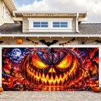 Halloween Garage Door Banner 7x16ft, Gothic Evil Pumpkin Monster by LEIWEIHOPE