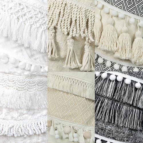 BHD BEAUTY 2025 New Farmhouse Bohemian Style Christmas Stocking Set of 6 Tassel Xmas Stocking Boho Macrame Decorations Mantel Hanging Ornament for Xmas Holiday Party - Image 3
