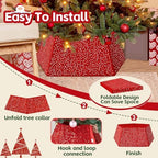 Christmas Tree Collar Red Sequin Collapsible Tree Skirt 25.59 Inch Velvet Christmas Tree Ring Cover for Xmas Artificial Tree Home Ornaments - Image 6