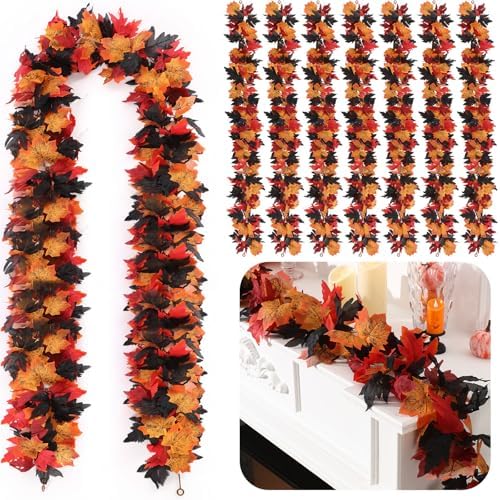 Janinka 12 Pack Fall Leave Garland 5.7 ft Hanging Vines Black Red by Janinka