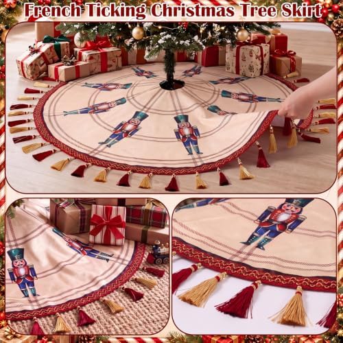 Blueweenly 48 Inch Christmas Tree Skirt Nutcracker Tree Skirt - Image 3