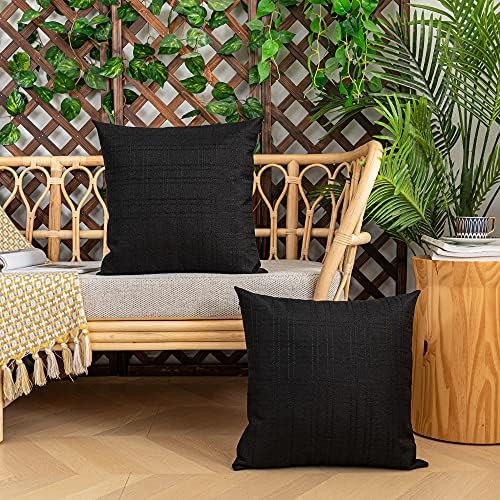 Kevin Textile Outdoor Waterproof 24”x24” Pillow Covers 2 Pack, Black - Image 7
