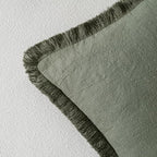 MIULEE Linen Fringe Decorative Throw Pillow Covers Light Olive Green 18x18 - Image 3