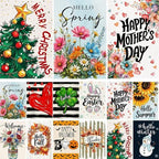 Seasonal Garden Flags Set of 12 Small Yard Flags 12x18 Inch, Double sided, weather & fade resistant, outdoor yard decoration by Unknown
