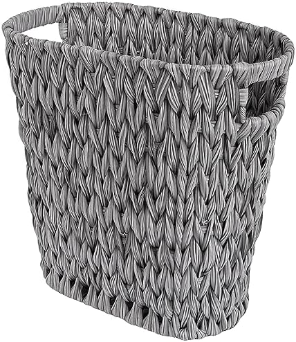 GRANNY SAYS Bathroom Trash Can, Wicker Waste Basket for Bathroom, Gray by GRANNYSAYS
