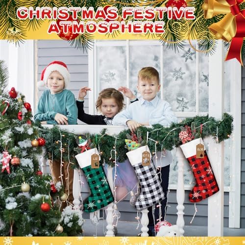 Shinymoon 12 Pack Christmas Stockings Bulk, Green, Red, White, Cute - Image 5