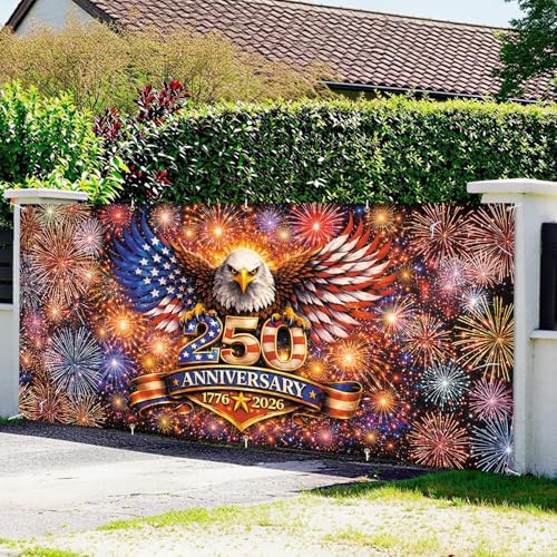 7 * 16FT Eagle flag God Bless The USA Garage Door Cover Decorations Independence Day Garage Door Banner for Outdoor Indoor Patriot Party Photography Backdrop - Image 2