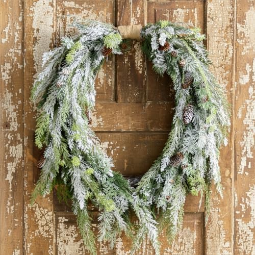 Suncalla Christmas Snowy Norfolk Pine Wreath 16" for Front Door Greenery by Unknown