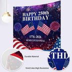 4th of July Backdrop Decorations Independence Day Backdrop 250 Anniversary USA Flag Banner 12x10ft 250th Birthday Fireworks Semiquincentennial Photography Background Photo Studio Props - Image 6