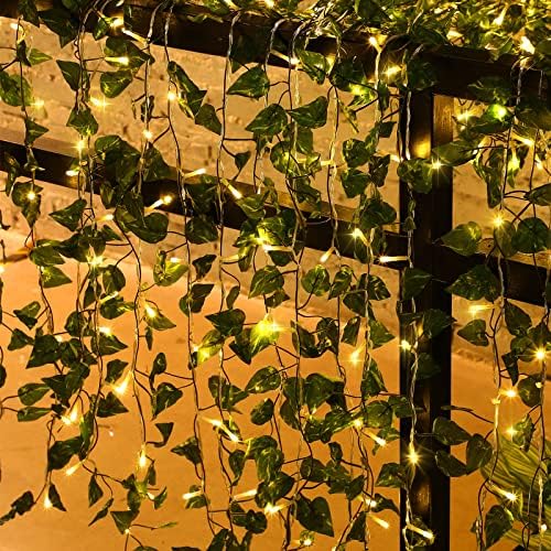 Unittype 15 Pcs 6.6 ft Fake Vines with Lights for Bedroom 300 LED, Ivy Leaf - Image 5