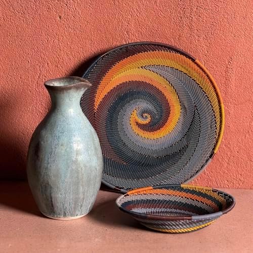 Fair Trade Zulu Telephone Wire 9" Platter Bowl, Cove Multicolor, Handwoven by African Makers, Each One Varies - Image 5