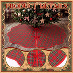 Junkin Red Green Plaid Quilted 60in Christmas Tree Skirt Tartan Tree Decor - Image 4