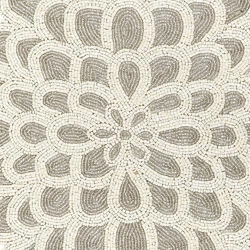CLEENTABLE Hand-Beaded Table Runner, Silver, 13x36 - Image 2