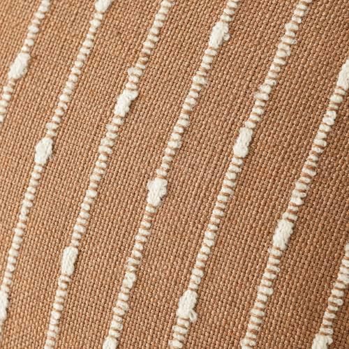 Foindtower Decorative Striped Boucle Throw Pillow Cover 24x24 Rust Tobacco - Image 2