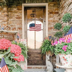 Idyllic 4th of July Wreath Patriotic Independence Day Wreath for Front Door, 17 * 11Inch Window Wall Patio Decoration Memorial Day Americana with Red White and Blue American Flag - Image 5