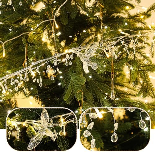 Retisee Crystal Christmas Tree Decor Acrylic Garland, Clear, Hummingbird - Image 2