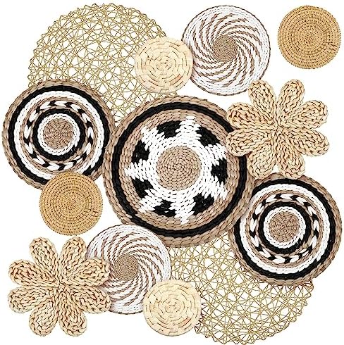 Glenmal 13 Pcs Boho Wall Basket Decor Set Woven Rattan Seagrass,Bohemian by Glenmal
