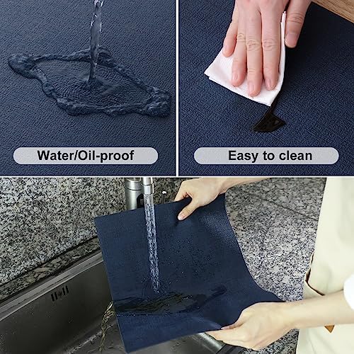 Homaxy PU Faux Leather Placemats for Dining Table, Set of 8, Navy Blue - Image 4