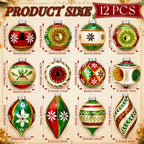 12 Pcs Vintage Glass Christmas Ornament Reflector Decor, Classic - Image 3