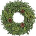 24 Inch Real Touch Lush Christmas Wreaths for Front Door with White Berries/Pine Cone Outdoor Christmas Decorations Winter Wreath Cypress Wreath for Windows Indoor Outside Xmas Home Decor Holiday by CHEAWRTZ