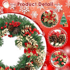Christmas Wreaths for Front Door Decor Flower, 22" Winter Poinsettia - Image 4