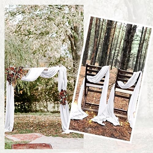 20 Pack White Table Runner 10Ft Cheesecloth Table Runner Boho Gauze Table Runners Romantic Long Sheer Fabric Cheese Cloth Table Runners for Wedding Party Bridal Shower(White) - Image 6