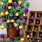 Lunmon 72 Pcs Mardi Gras Christmas Ornaments Green Gold Purple Baubles by Lunmon