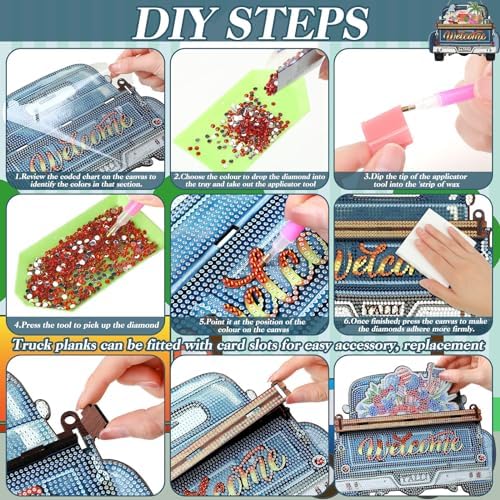 Burbell 21 Pcs Interchangeable Diamond Painting Welcome Sign Blue Truck - Image 4