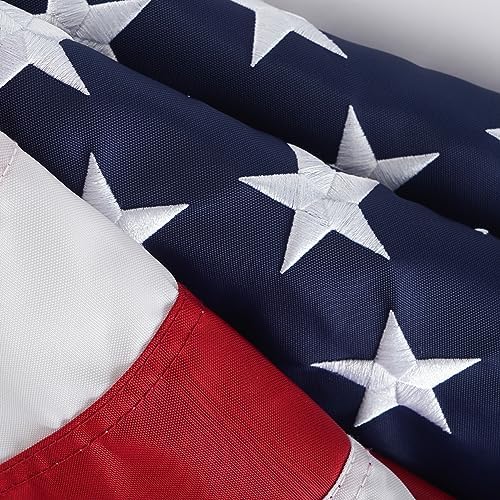 SYII American Flag 3x5 Ft TearProof Series for Outside, Heavy Duty Tough Spun All Weather US Flag for High Wind, Embroidered Stars Sewn Stripes and 2 Brass Grommets - Image 3