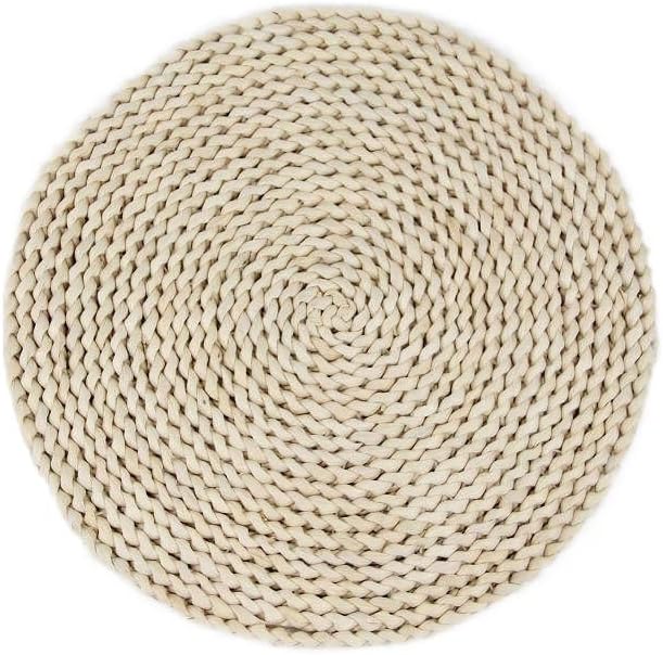 Round Woven Placemat Natural Corn Husk Placemat Handmade Straw Braided Placemat Heat Resistant Non-Slip Table Mat for Kitchen Dining Table (18 Inch), Beige, TRYMPBZCD15 by MOJIU