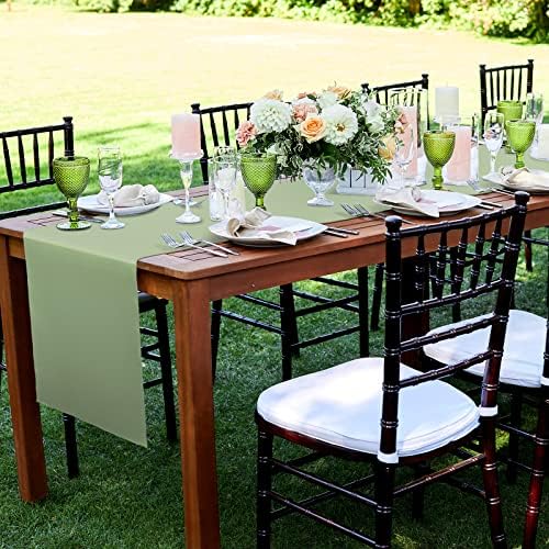 Bencailor 24 Pcs Green Satin Table Runners Bulk, 12 x 108 Inch - Image 4