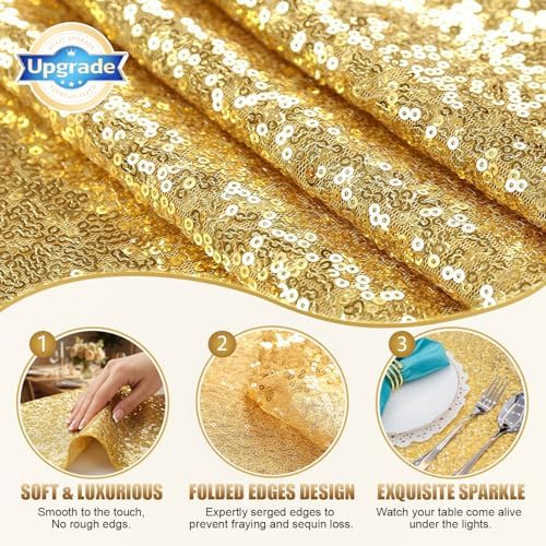 Sequin Table Runner, Gold, 12 x 72 Inch, 6 Pack - Image 2