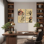 4 Pcs Chinese Canvas Wall Art Decor, Plum Bamboo Orchid, 12x12 Inch Framed - Image 6