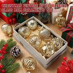 Jenaai 12 Pcs Christmas Gold Glass Ball Ornaments, Vintage Tree Decoration - Image 3