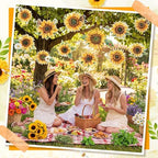 RattanView 12 Pcs Large Outdoor Sunflower Party Decor Hanging Summer Decorations Tree Ornaments Plastic Flower Tags with String Outdoor Lawn Yard for Sunflower Baby Shower Garden Decor - Image 6