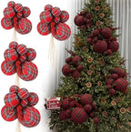 4 Set Large Tartan Plaid Christmas Ball Clusters Fabric Ball Ornament by Soulchen
